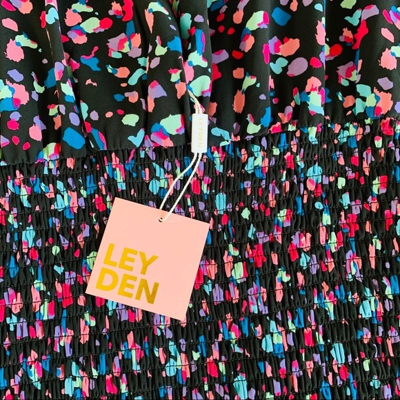 NEW LEYDEN Smocked Sheer Ruffle Hem Open Back - Picture 9 of 12